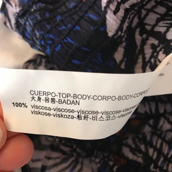 Zara Feather Print Sheer Shirred Blouse Crop Top - Picture 7 of 8